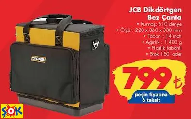 JCB DİKDÖRTGEN BEZ ÇANTA